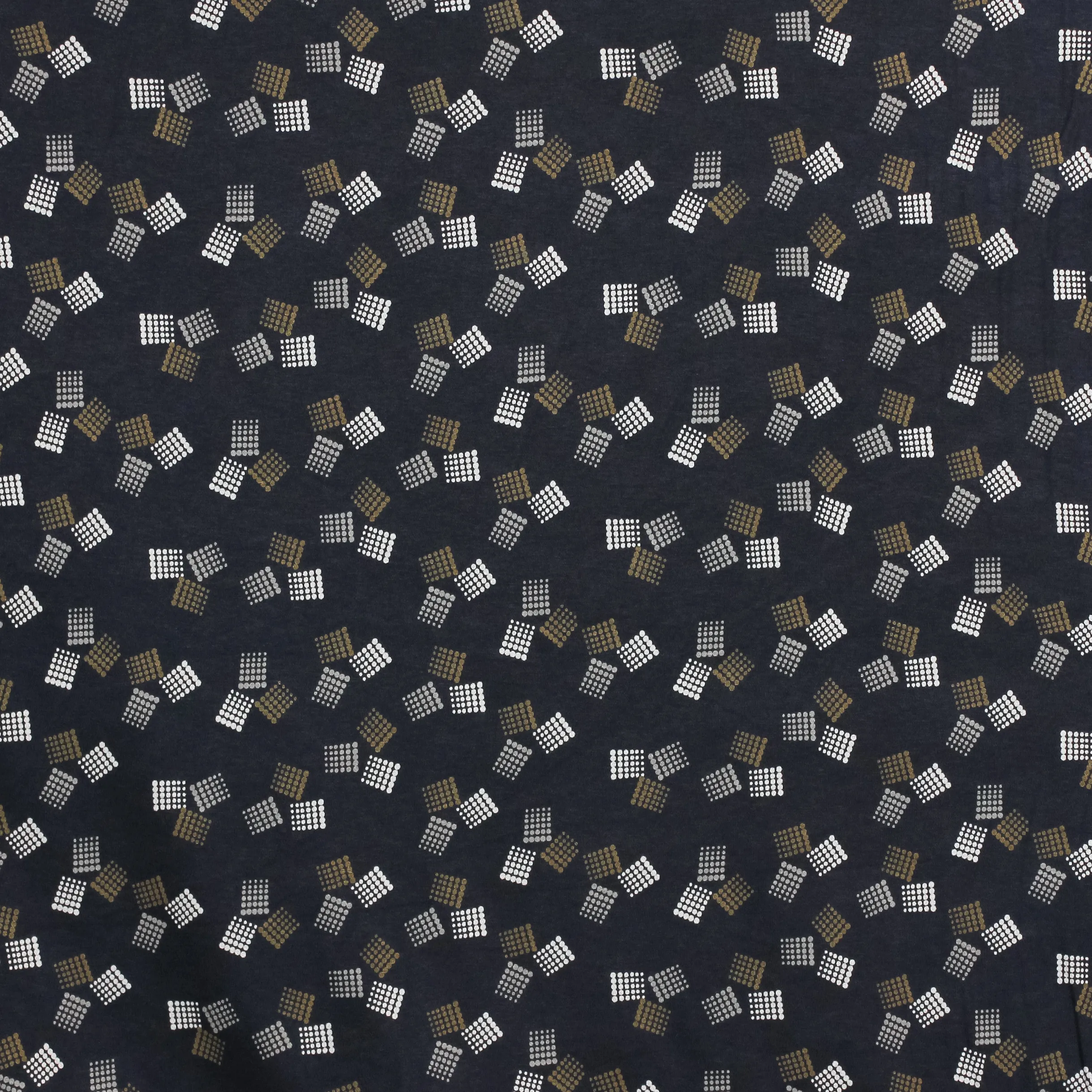 Viscose tricot donker blauw met vierkanten